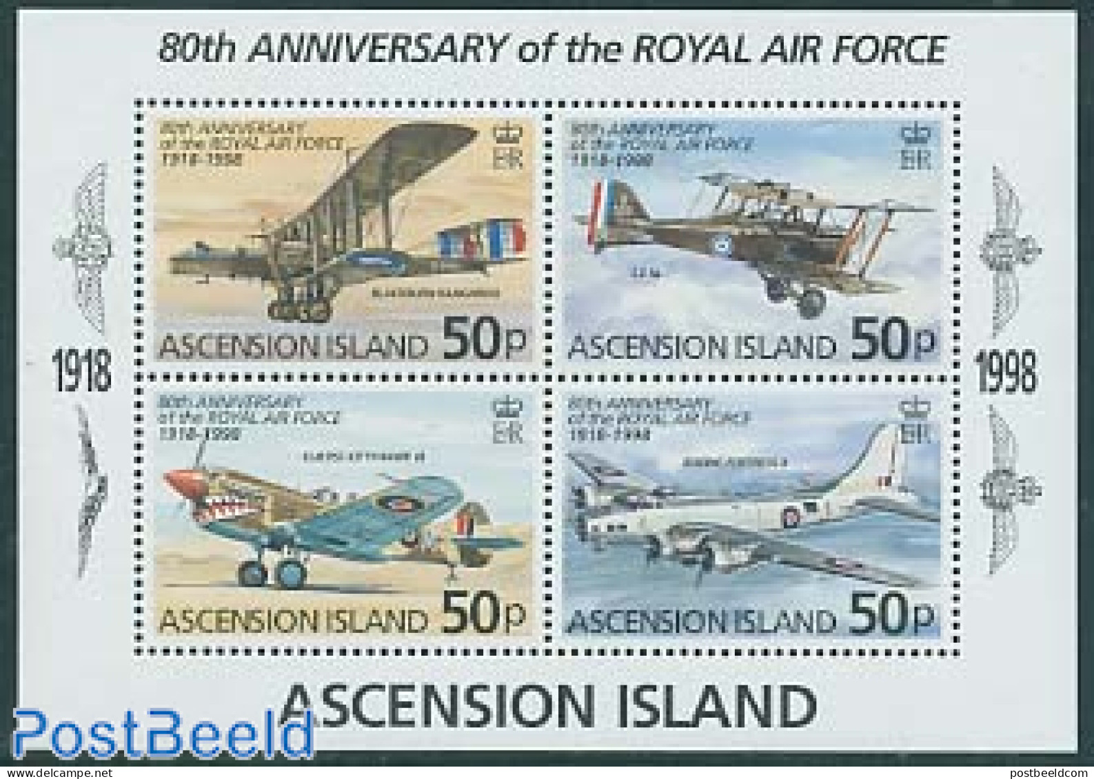 Ascension 1998 Royal Air Force S/s, Mint NH, Transport - Aircraft & Aviation - Aerei