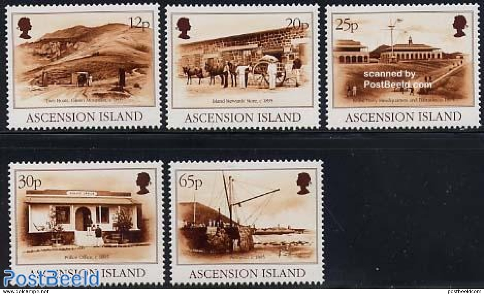 Ascension 1995 Views Around 1895 5v, Mint NH, Transport - Various - Ships And Boats - Police - Street Life - Ships