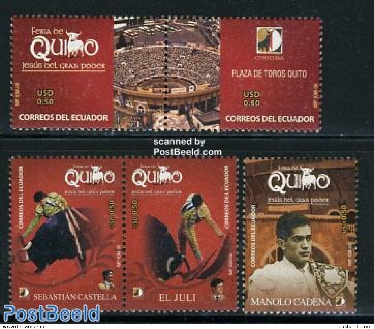 Ecuador 2006 Bull Fighting 5v (1v+2x[:]), Mint NH, Sport - Sport (other And Mixed) - Ecuador