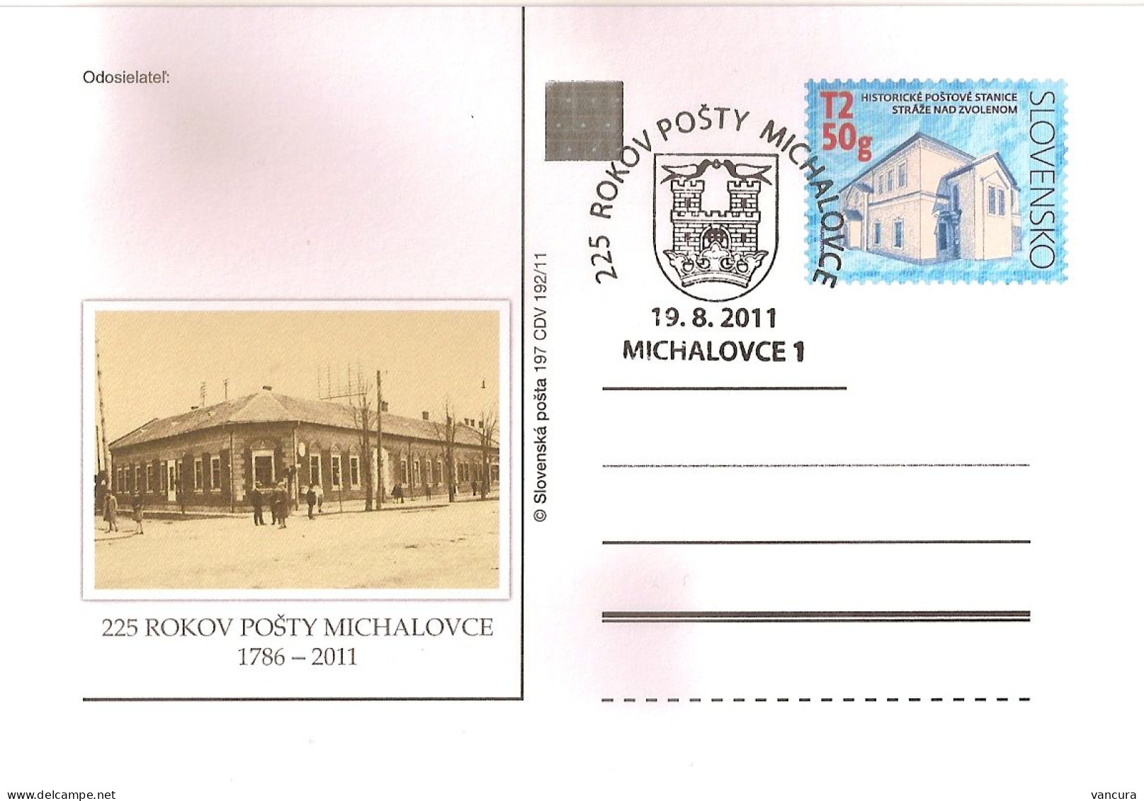 CDV 197 Slovakia Michalovce Postoffice Anniversary 2011 NOTICE! POOR SCAN, THE CARD IS PERFECT! - Post
