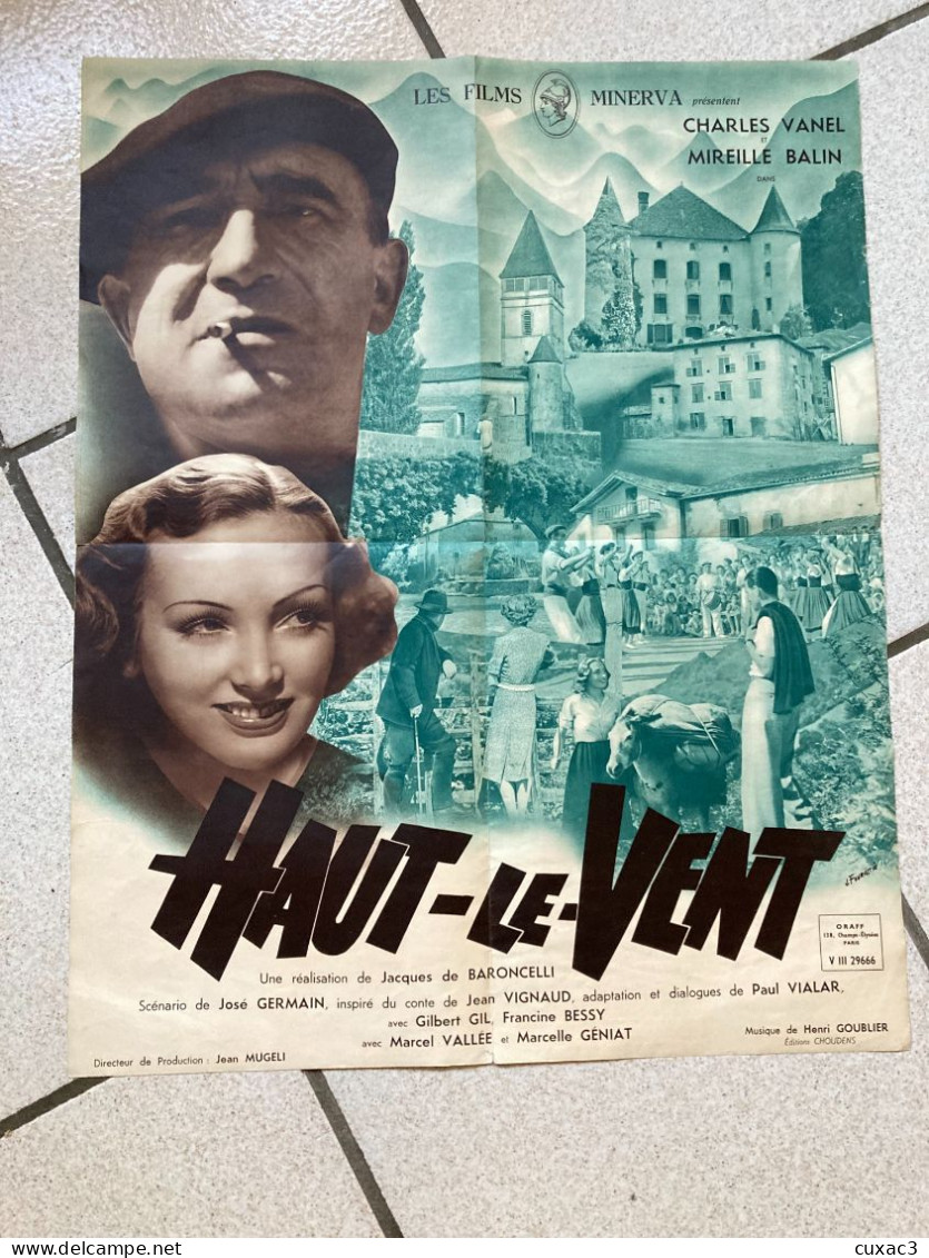 Affiche De Cinéma - HAUT-LE-VENT - Charles Vanel Et Mireille Balin , Les Films Minerva - Manifesti