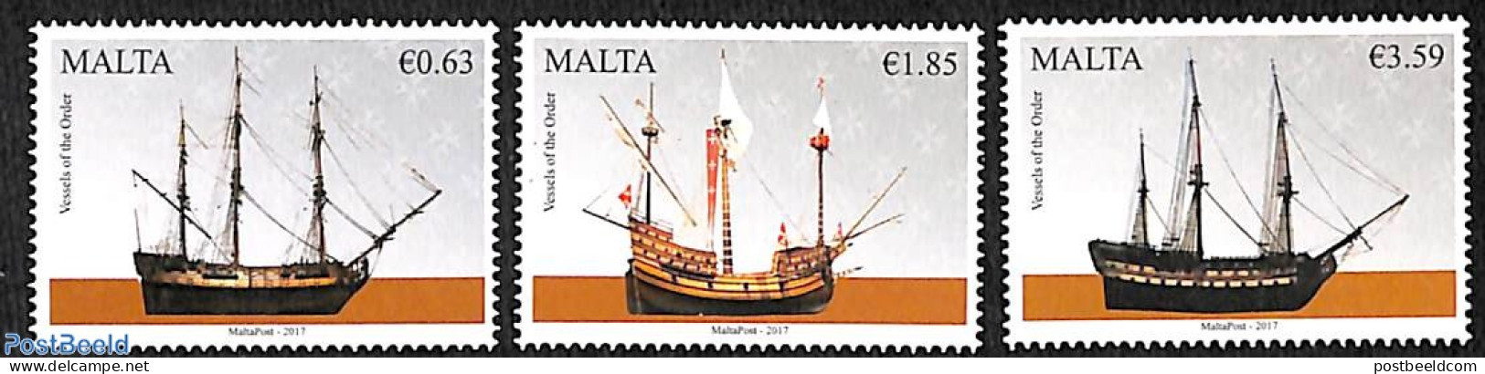 Malta 2017 Ships 3v, Mint NH, Transport - Ships And Boats - Barcos