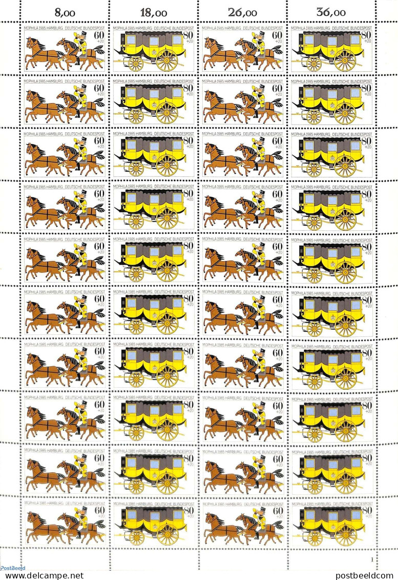 Germany, Federal Republic 1985 Mophila Sheet (with 20 Sets), Mint NH, Horses - Philately - Coaches - Neufs