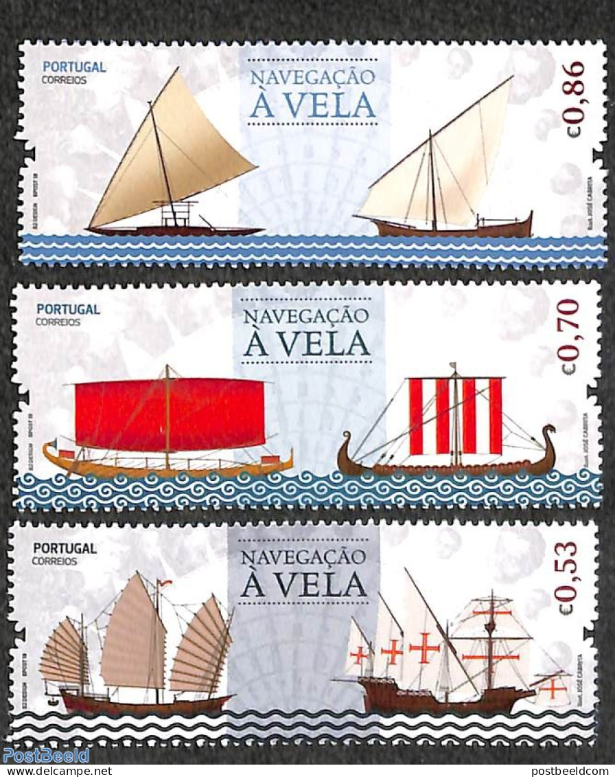 Portugal 2018 Sailing Ships 3v, Mint NH, Transport - Ships And Boats - Nuovi