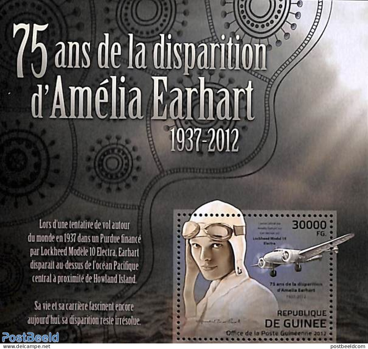 Guinea, Republic 2012 Amélia Earhart S/s, Mint NH, Transport - Aircraft & Aviation - Vliegtuigen