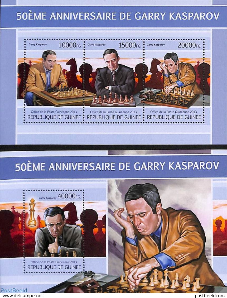 Guinea, Republic 2013 Garry Kasparov 2 S/s, Mint NH, Sport - Chess - Echecs