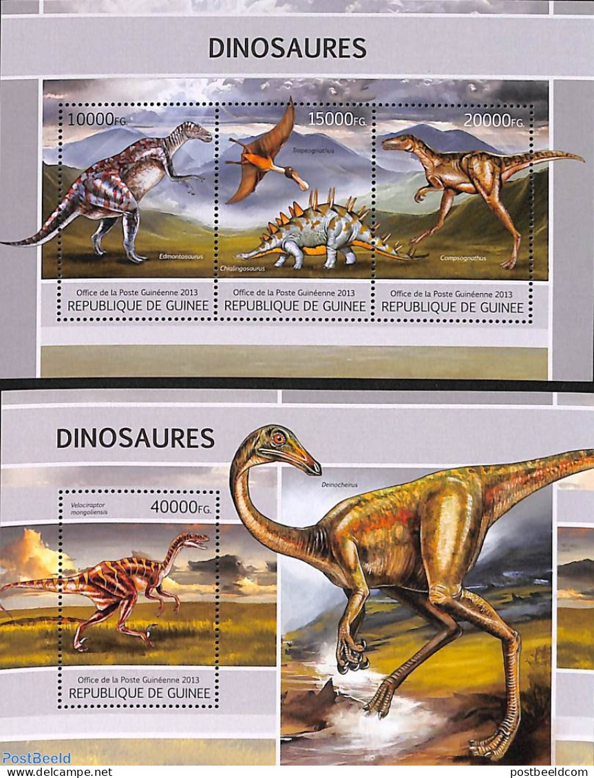 Guinea, Republic 2013 Dinosaurs 2 S/s, Mint NH, Nature - Prehistoric Animals - Prehistorics