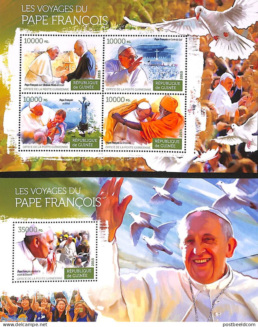 Guinea, Republic 2015 Pope Travels 2 S/s, Mint NH, Religion - Pope - Religion - Popes
