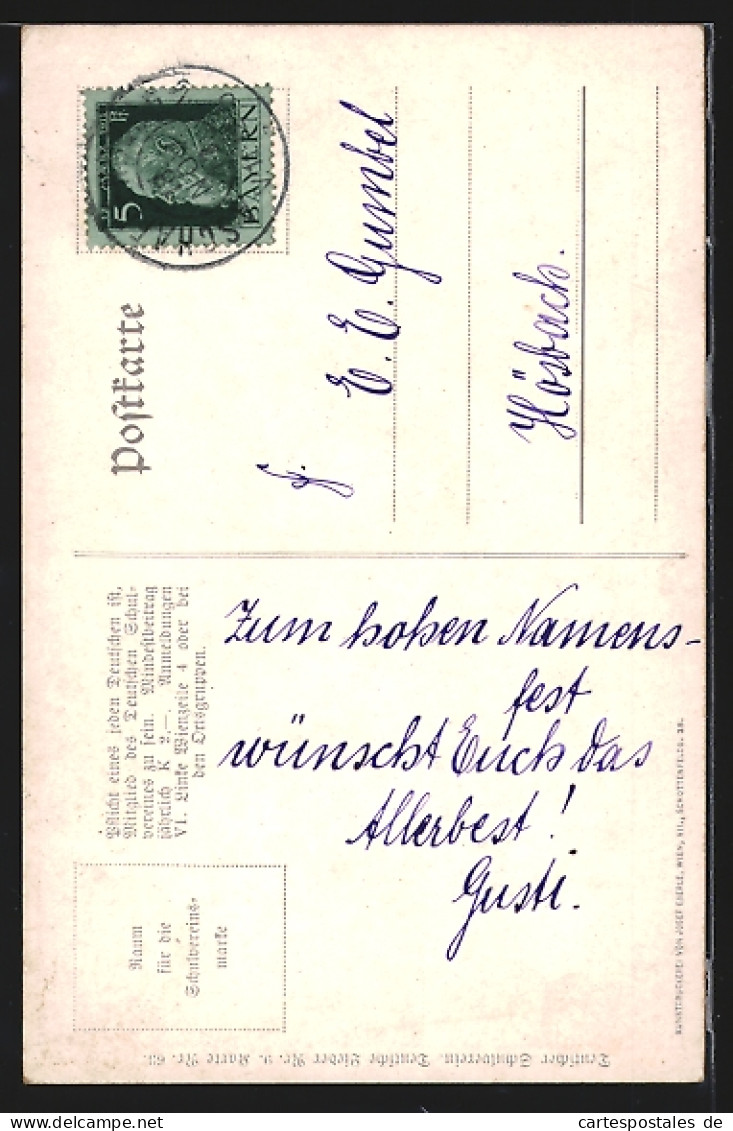 Künstler-AK Karl Friedrich Gsur, Deutscher Schulverein NR 63: Student Singt Liedzeile Wer Nicht Liebt Wein  - Weltkrieg 1914-18