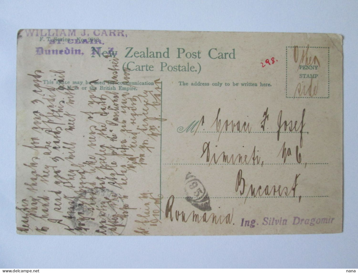 New Zealand:Lac Manapouri Carte Postale Voyage 1906 Timbre Rare/Manapouri Lake Postcard Mailed 1906 Rare TCV Stamp - Nouvelle-Zélande