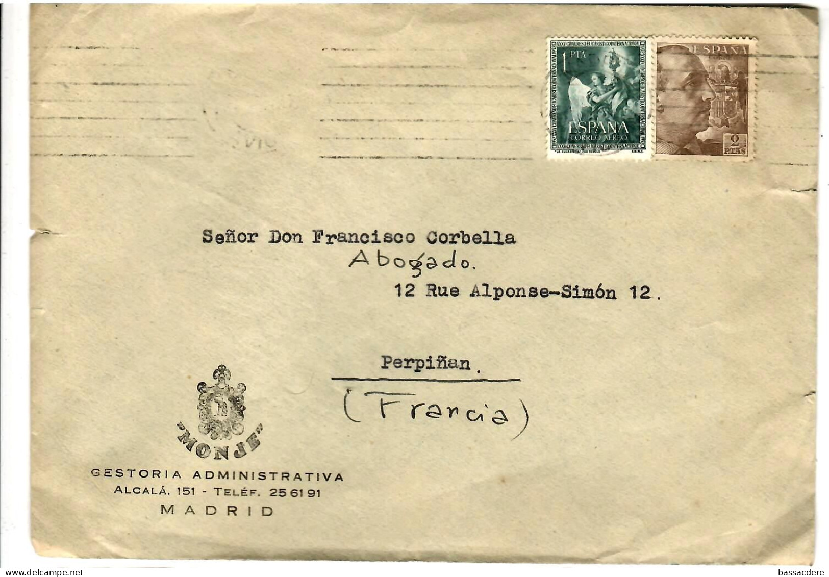 79715 -  MADRID  AVION Pour La France - Briefe U. Dokumente