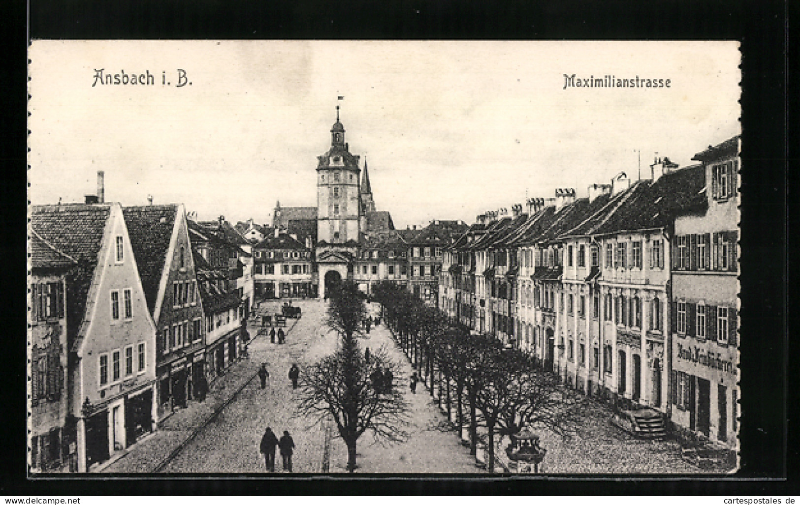 AK Ansbach In B., Blick Auf Das Tor Am Ende Der Maximilianstrasse  - Ansbach