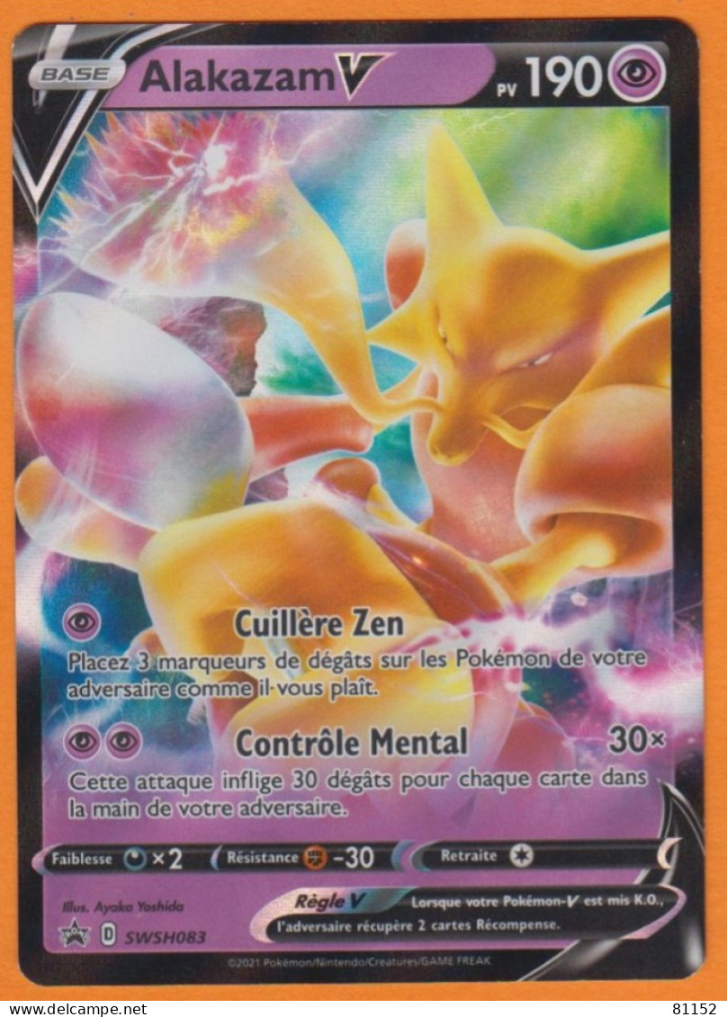 Carte Pokemon Alakazam V Pv190 SWSH083 Année 2021 Controle Mental - Lots & Collections