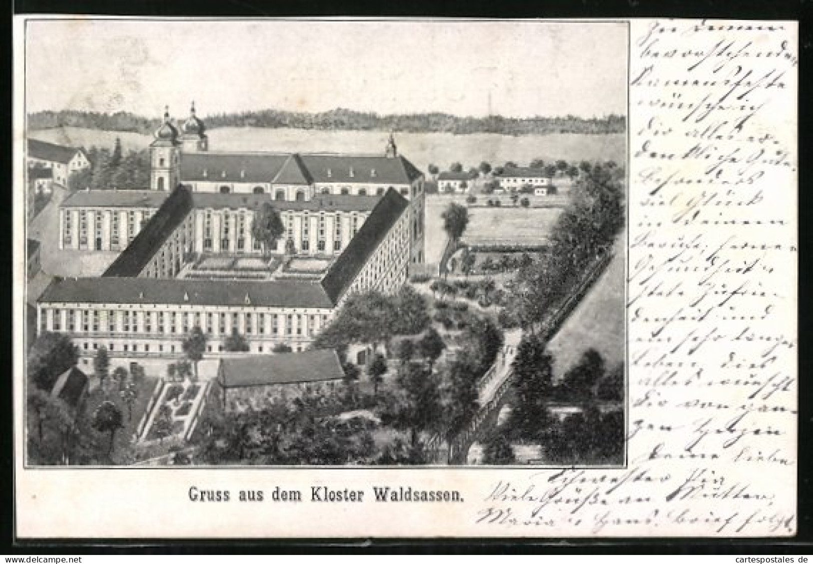Künstler-AK Waldsassen, Ansicht Klosterkomplex  - Waldsassen