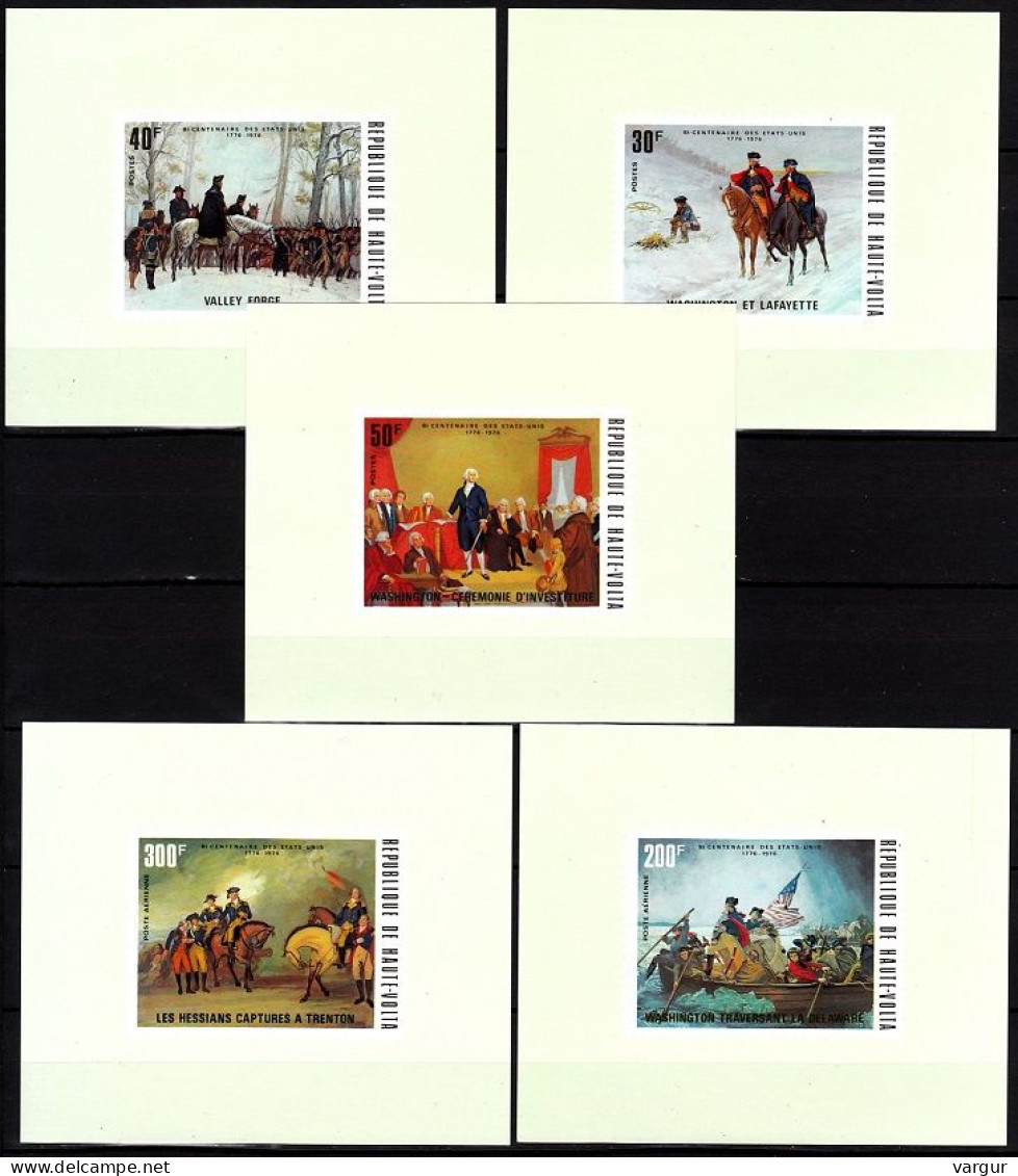 UPPER VOLTA 1975 History: US Independence - 200. #2 Paintings. Luxe Blocks, MNH - Us Independence