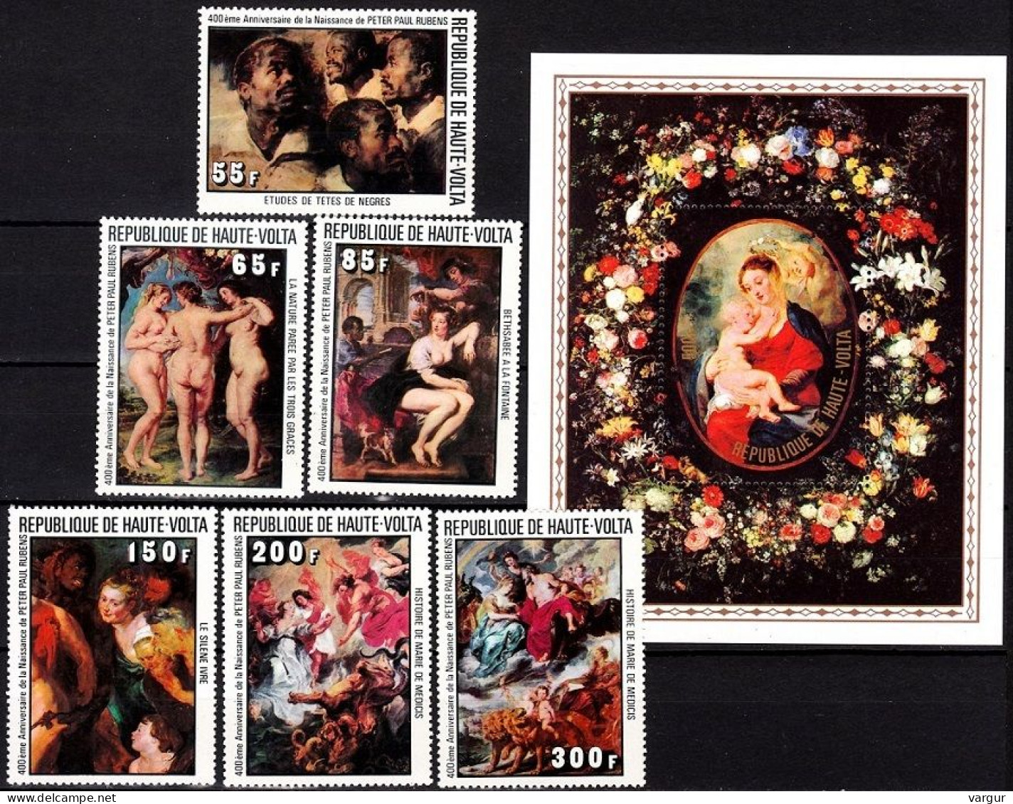 UPPER VOLTA 1977-78 ART Paintings: Rubens - 400. Complete Set + S/sheet, MNH - Rubens