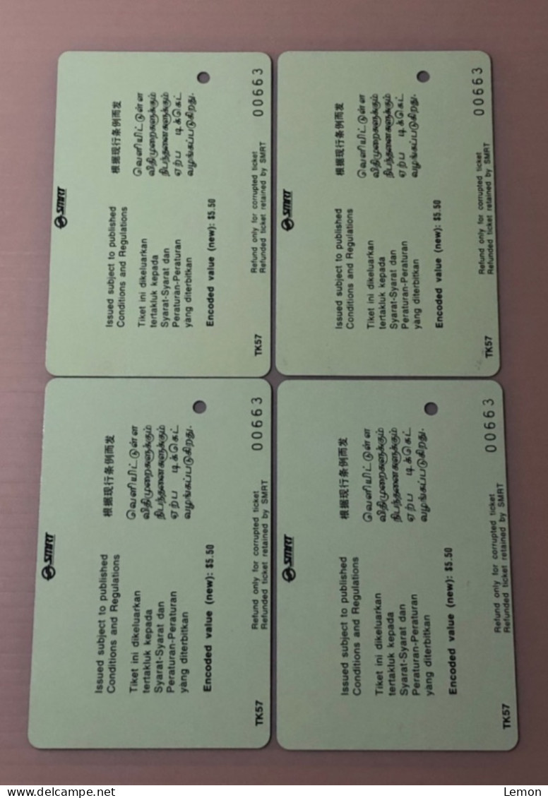 Singapore SMRT TransitLink Metro Train Subway Ticket Card, Leonardo Da Vinci, Set Of 4 Used Cards - Singapur