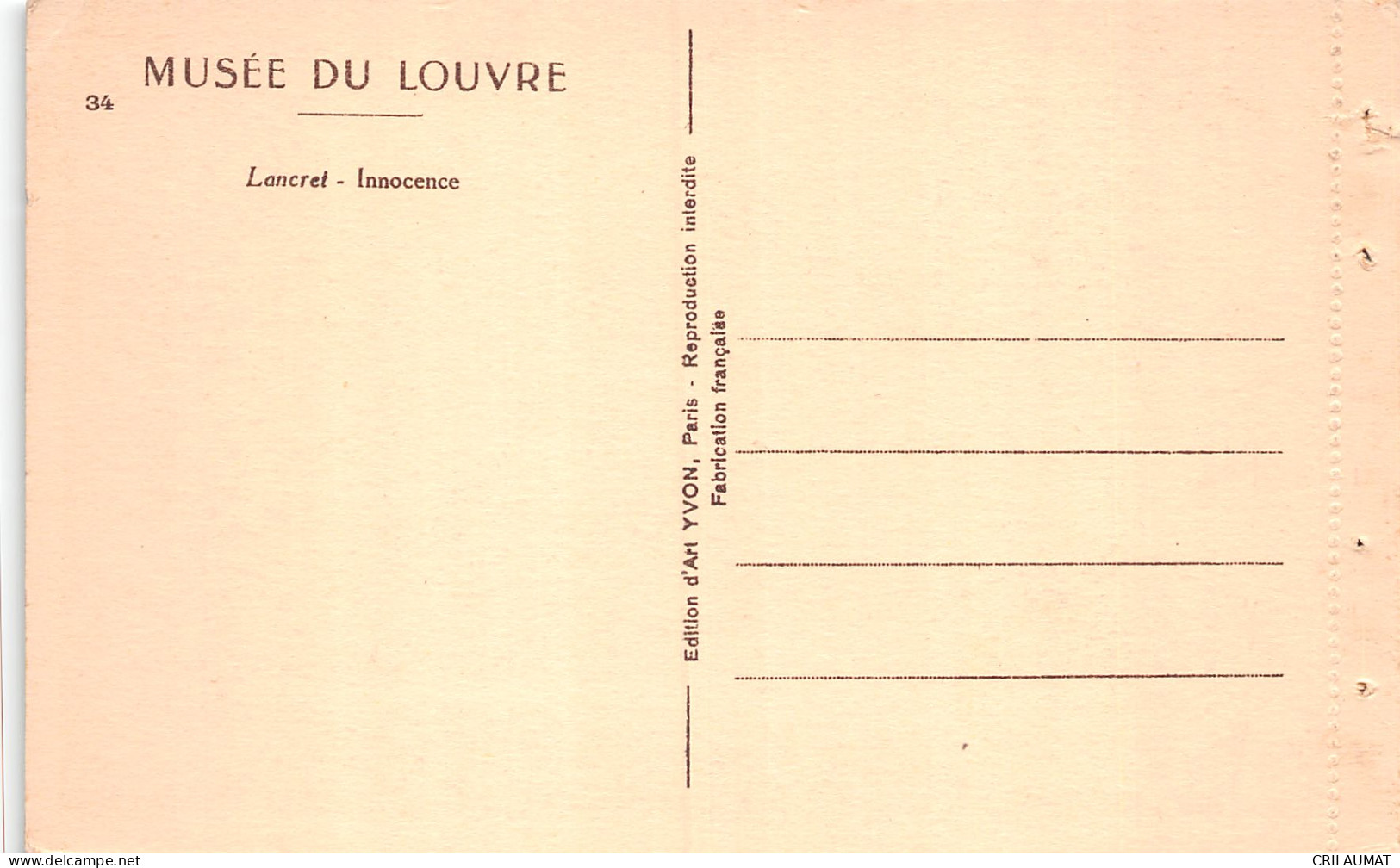 75-PARIS MUSEE DU LOUVRE LANCRET-N°T5057-C/0201 - Musées