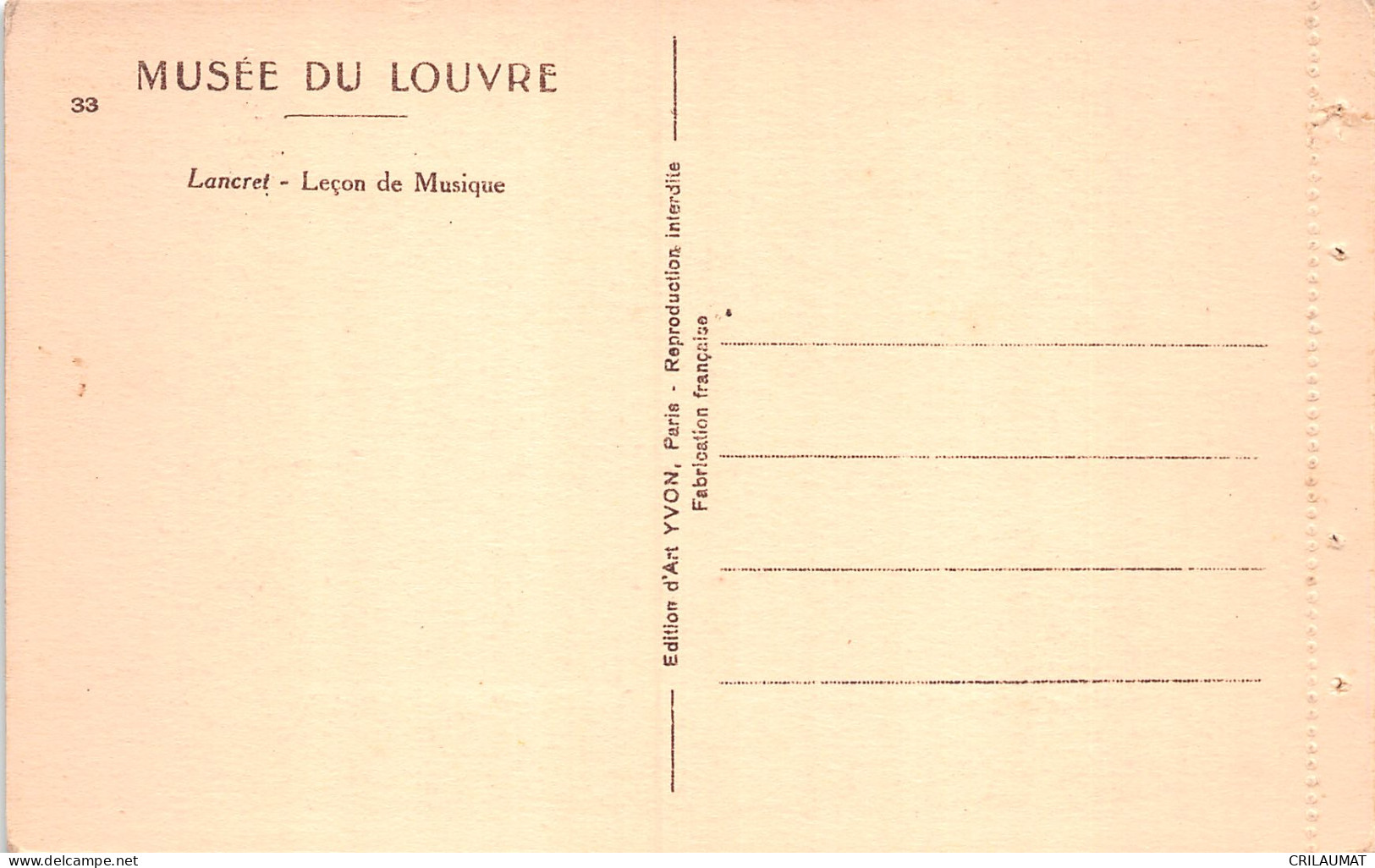 75-PARIS MUSEE DU LOUVRE LANCRET-N°T5057-C/0189 - Musea