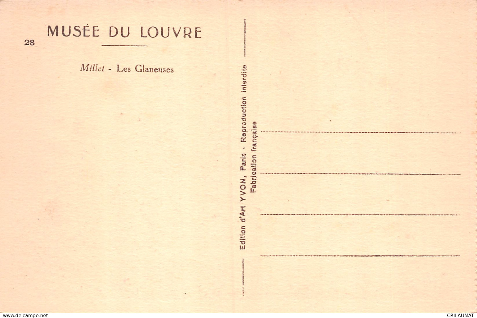 75-PARIS MUSEE DU LOUVRE MILLET-N°T5057-C/0191 - Musea