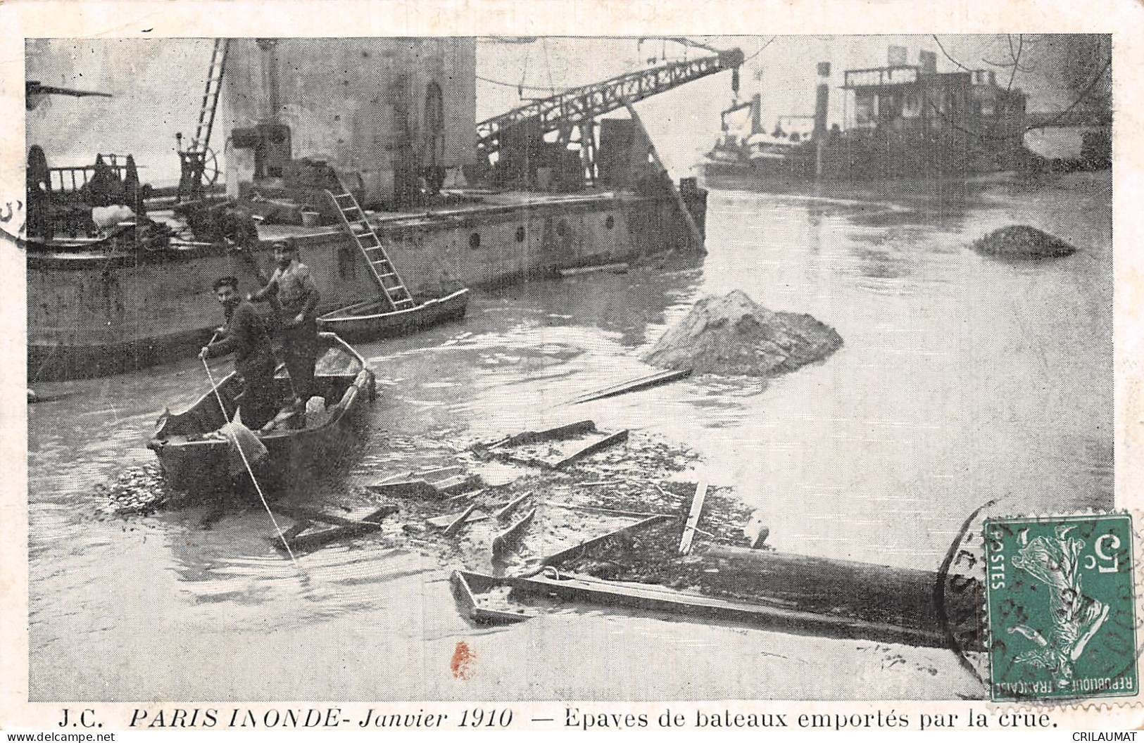 75-PARIS INONDATION 1910 EPAVES DE BATEAUX EMPORTES PAR LA CRUE-N°T5057-C/0315 - Inondations De 1910
