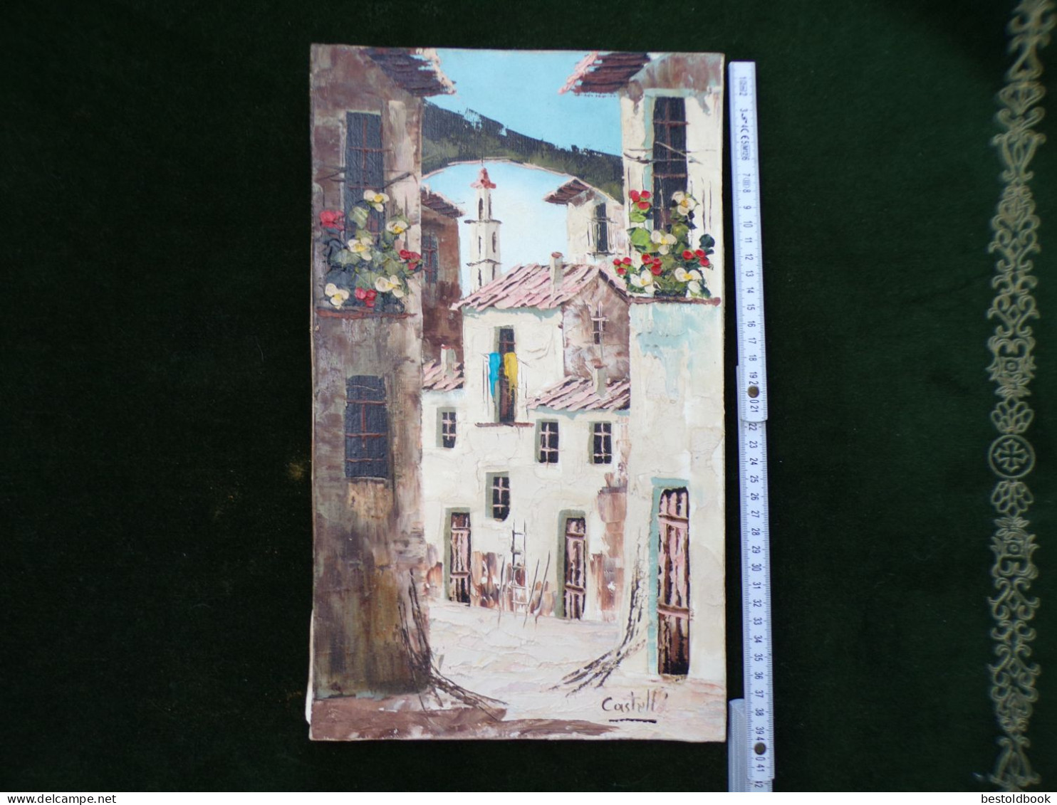 Gaston CASTELLO Huile Sur Toile 40 X 24 Cm Ruelle Espagne ? - Zeitgenössische Kunst