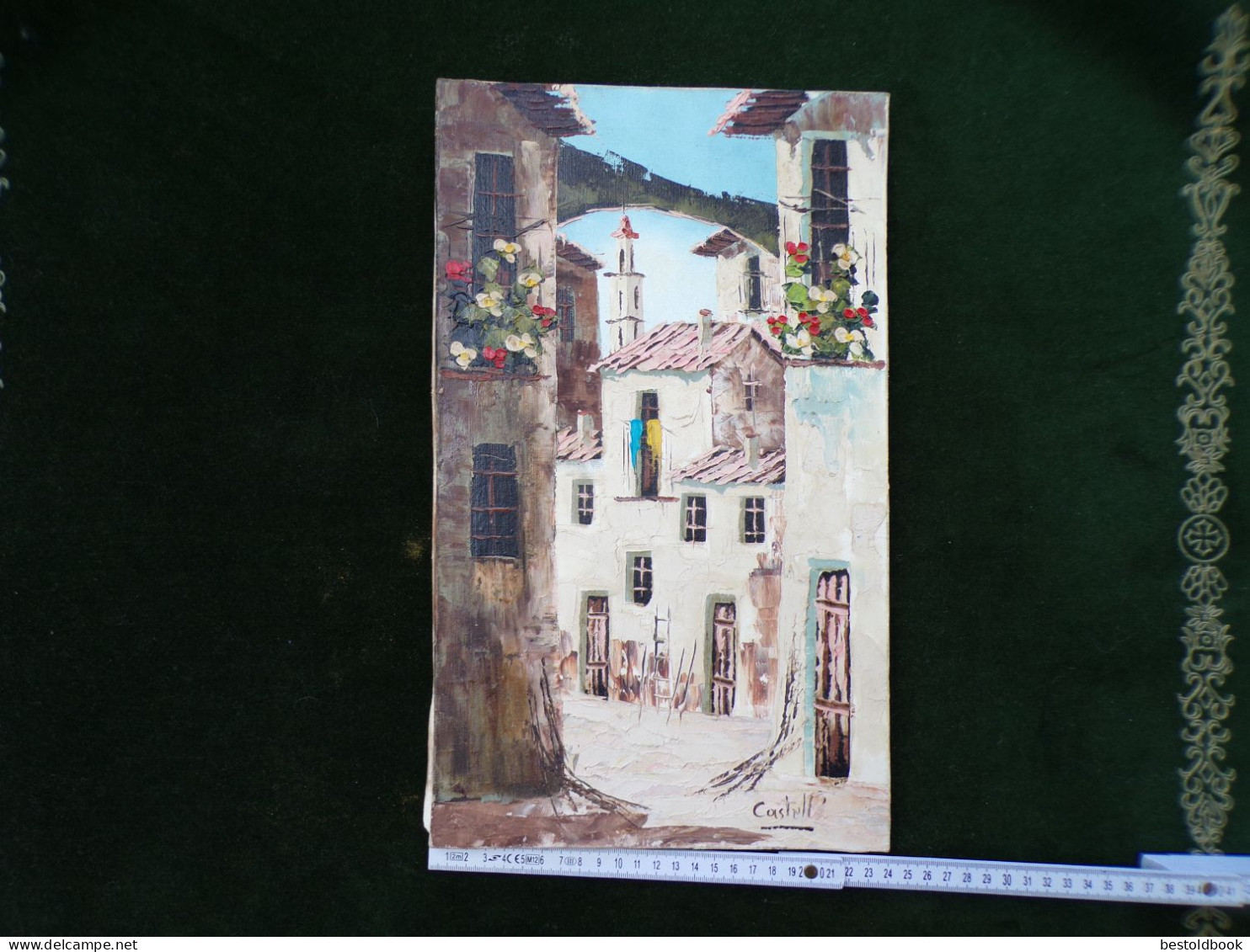 Gaston CASTELLO Huile Sur Toile 40 X 24 Cm Ruelle Espagne ? - Zeitgenössische Kunst