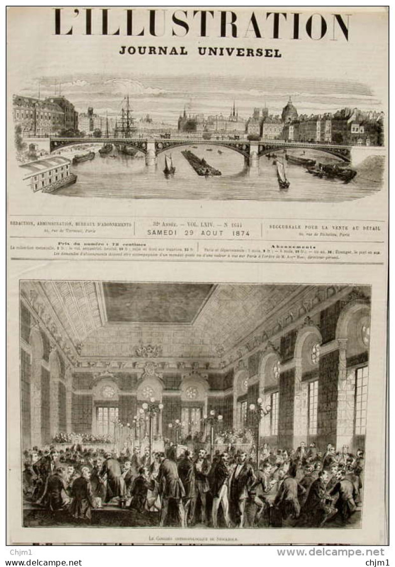 Le Congrès Anthropologique De Stockholm - Page Original  1874 - Historical Documents