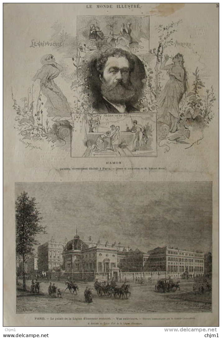 Hamon, Peintre - Paris, Le Palais De La Légion D'honneur Restauré - Page Original - 1874 - Historische Dokumente