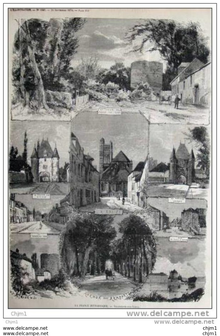 Villeneuve-sur-Yonne - La Porte De Joigny - Page Original - 1874 - Historische Dokumente
