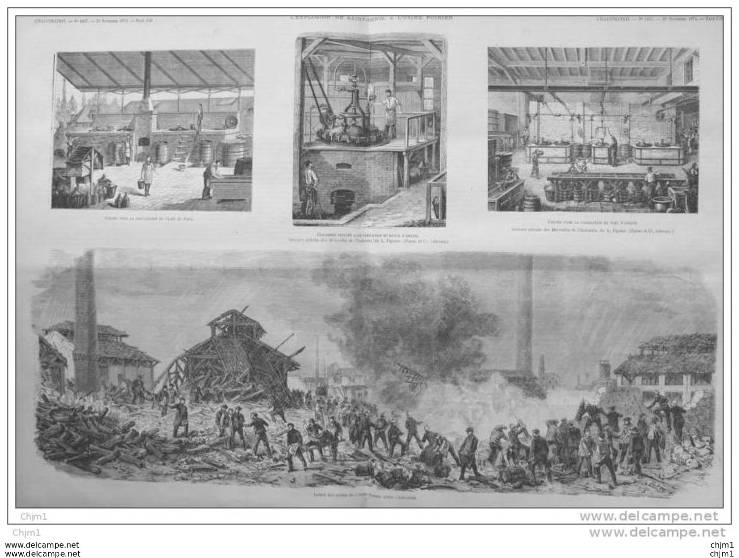 L&acute;explosion De Saint-Denis - Usine Poirier  - Page Original - 1874 - Historische Dokumente