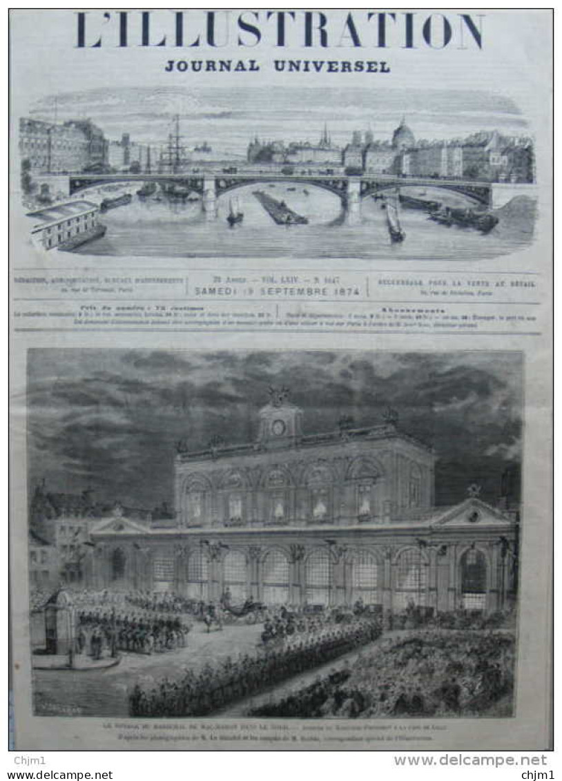 Le Voyage Du Président Maréchal Mac Mahon Dans Le Nord - Arrivée à La Gare De Lille -  Page Original 1874 - Historische Dokumente