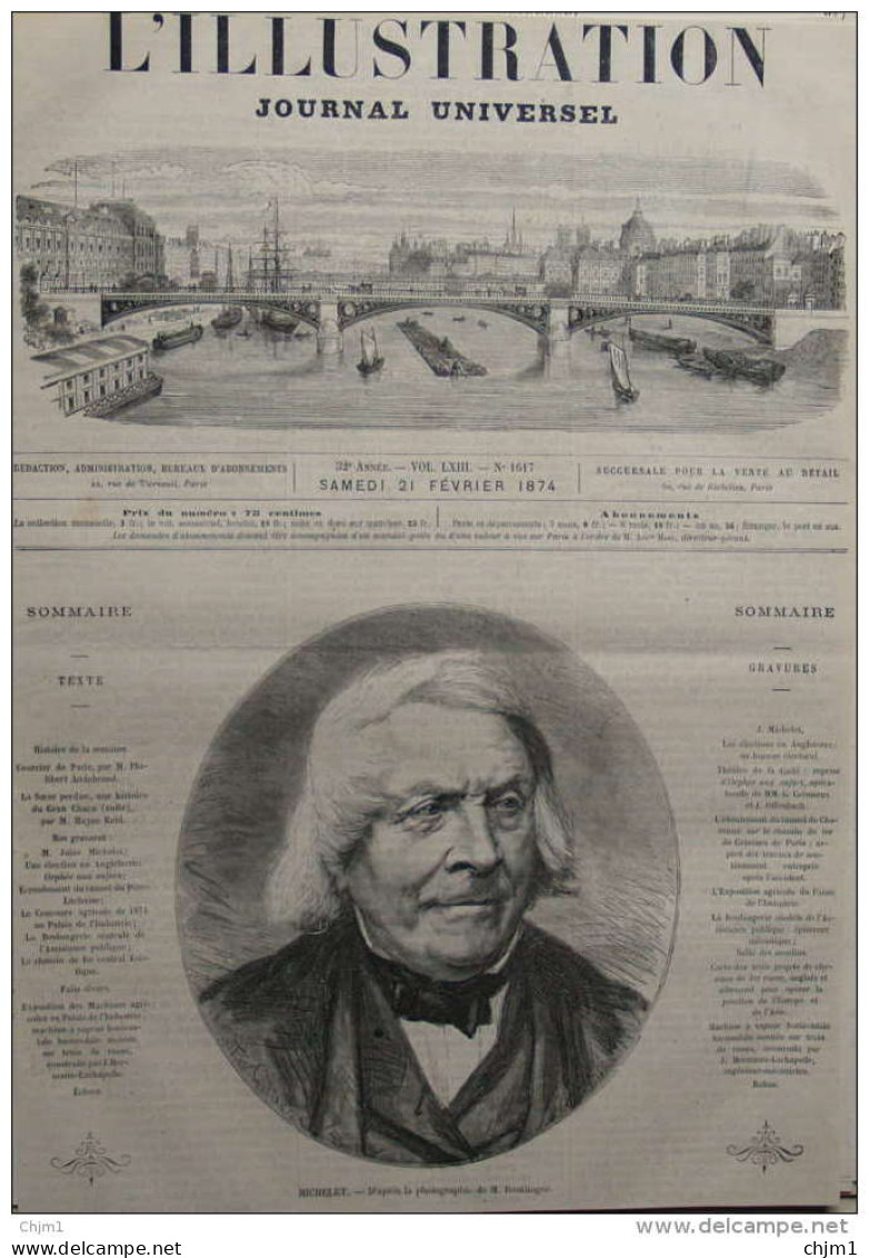 M. Michelet - Page Original 1874 - Historische Dokumente