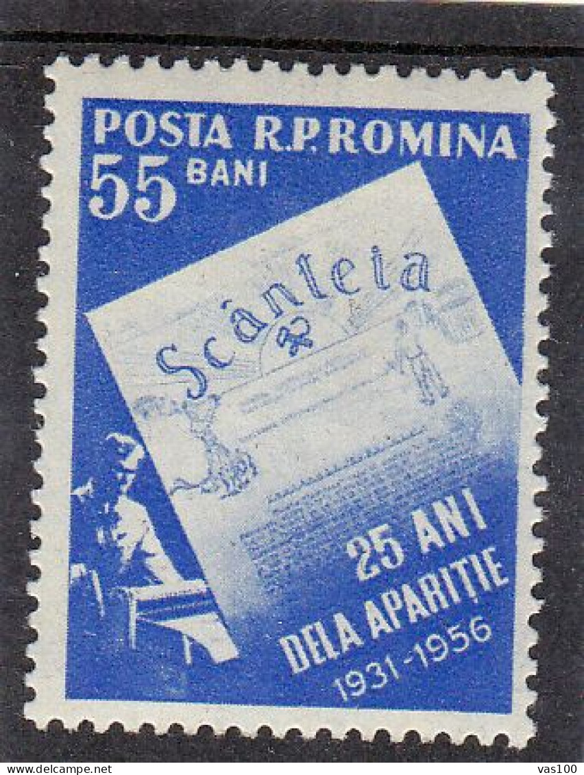 COMMUNIST NEWSPAPER,SCANTEIA 1956 MI.Nr.1597, MNH**, ROMANIA. - Unused Stamps