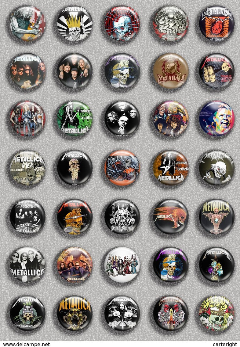 Metallica Band Music Fan ART BADGE BUTTON PIN SET (1inch/25mm Diameter) 35 DIFF - Muziek