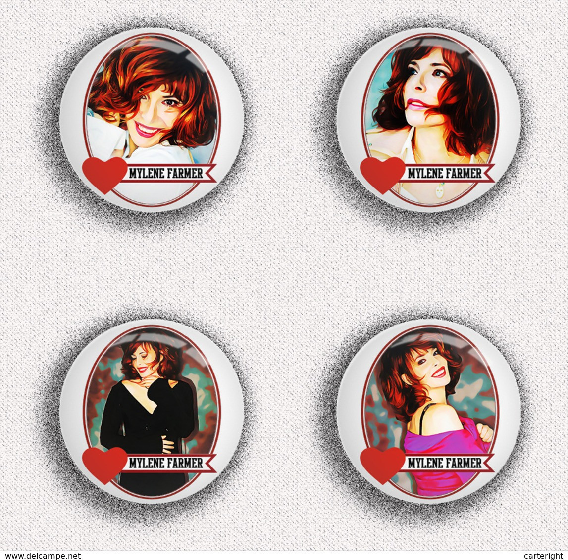 35 X Mylene Farmer BADGE BUTTON PIN SET 4 (1inch/25mm Diameter) - Musique