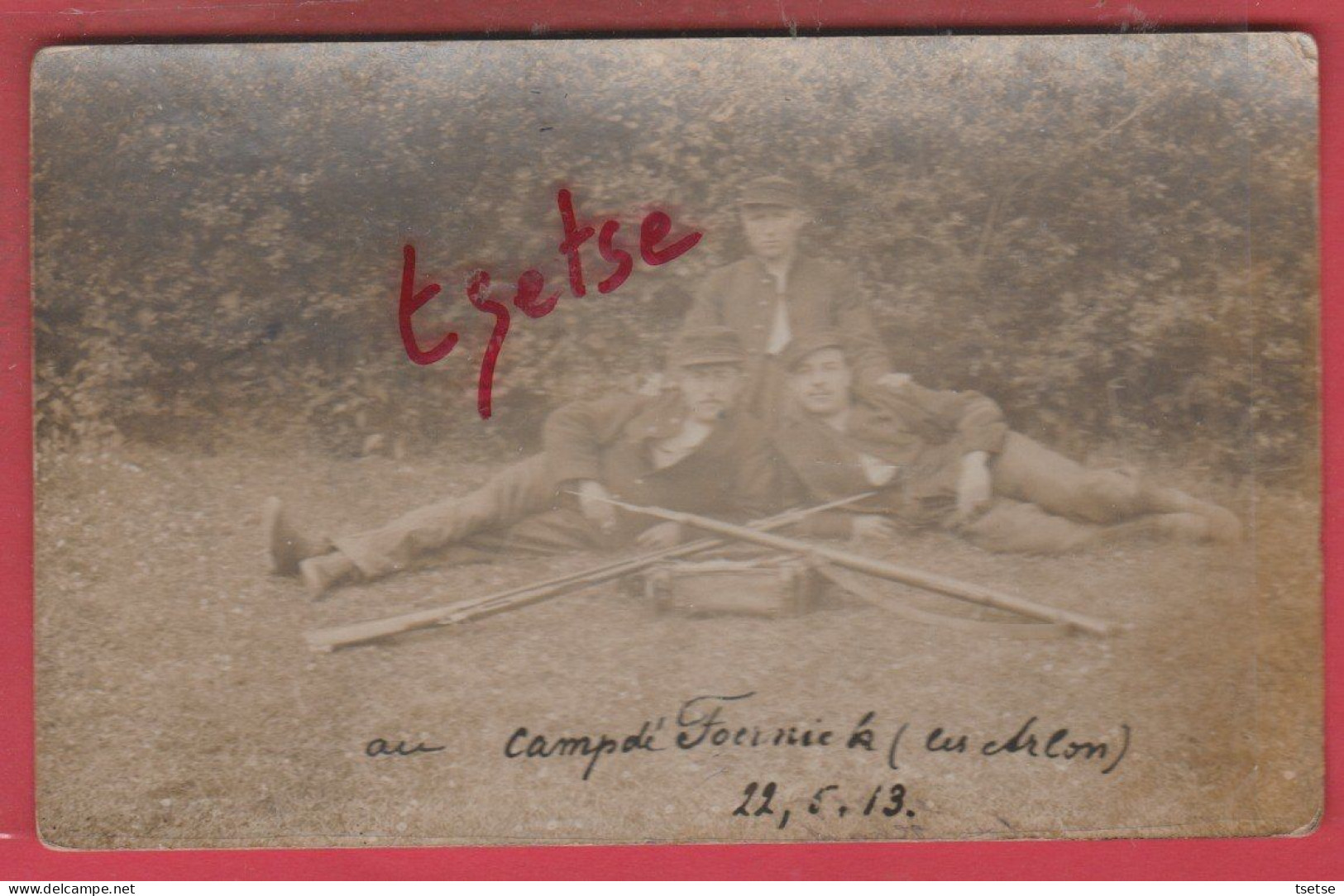 Arlon - Camp De Toernich ... Groupe De Soldats / Carte Photo - 1913 ( Voir Verso ) - Aarlen