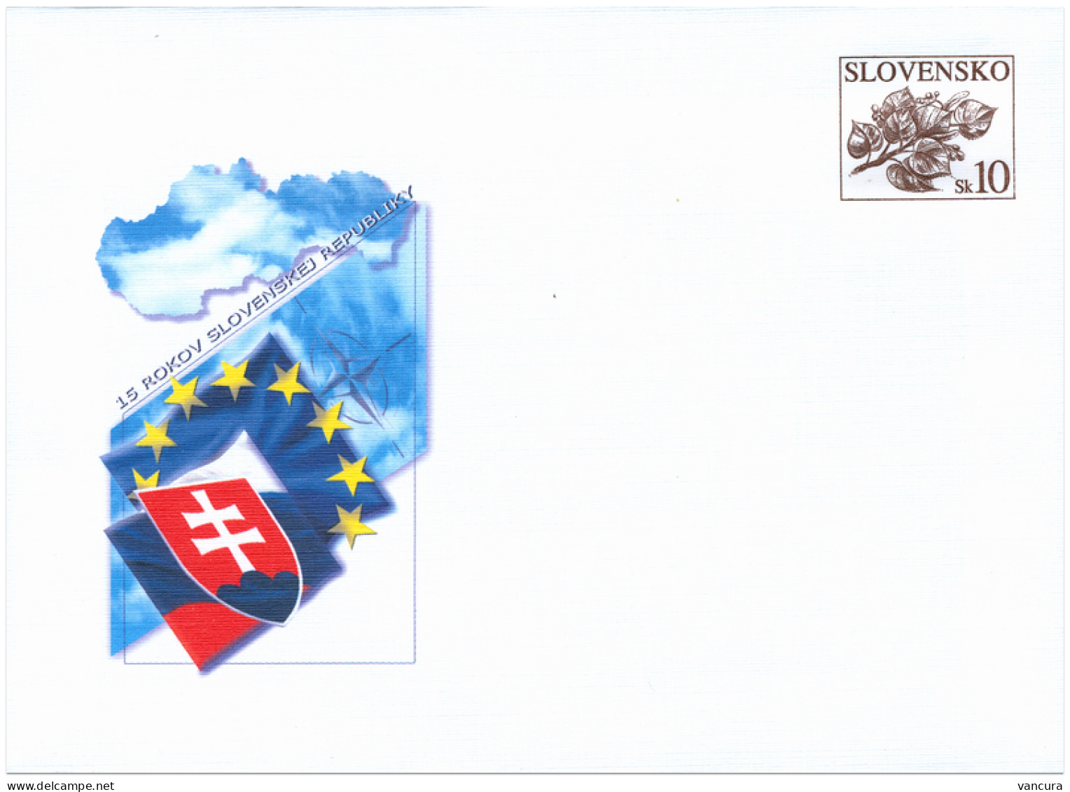 COB 90 Slovakia  15th A. Of The Slovak Republic 2008 NATO Logo, Coat Of Arms, Map Of Slovakia, Flag Of The EC - Enveloppes