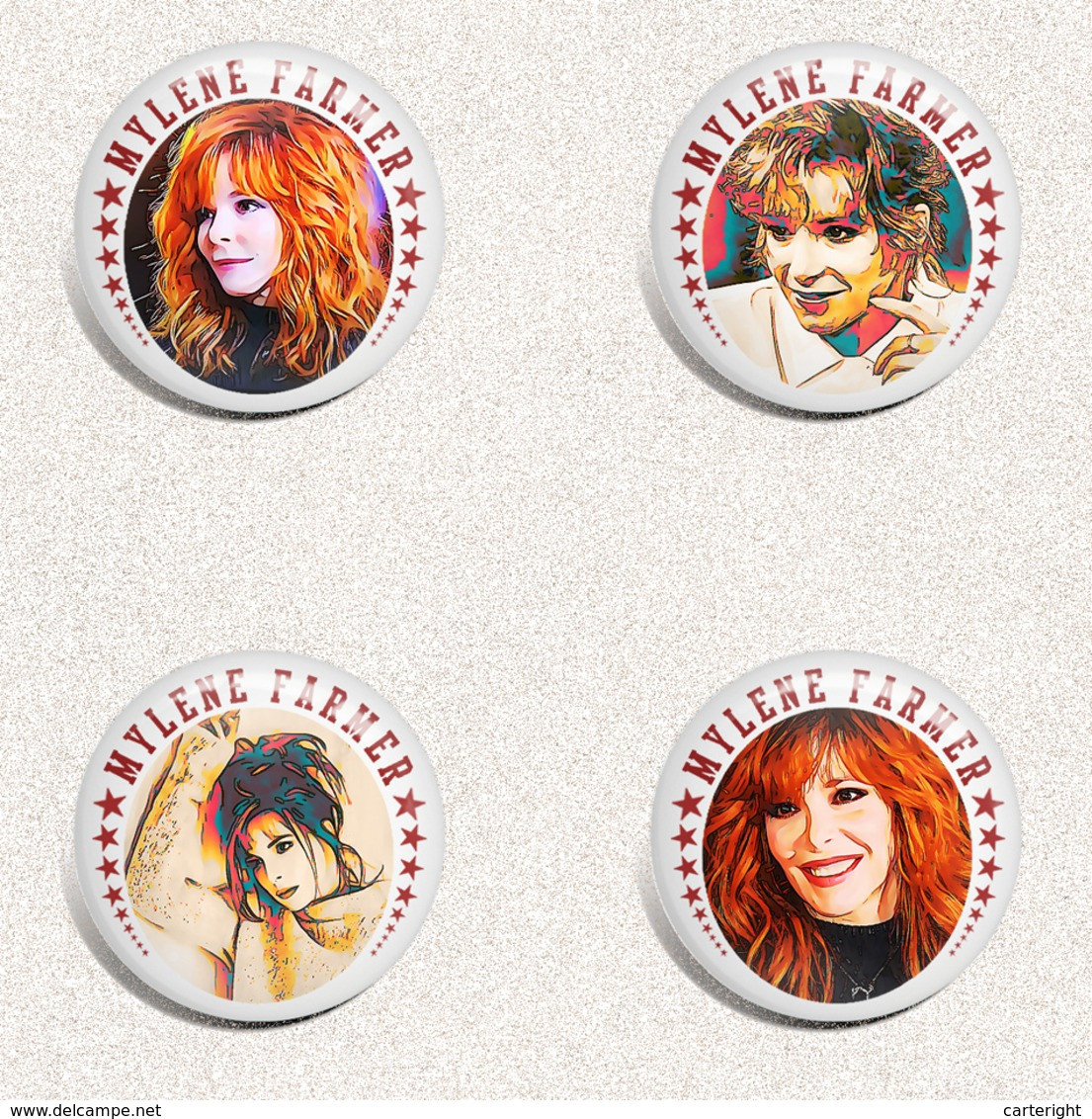 35 X Mylene Farmer BADGE BUTTON PIN SET 8 (1inch/25mm Diameter) - Muziek