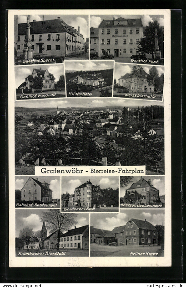 AK Grafenwöhr, Gasthof Waldlust, Specht, Post Und Militär-Hotel  - Grafenwoehr