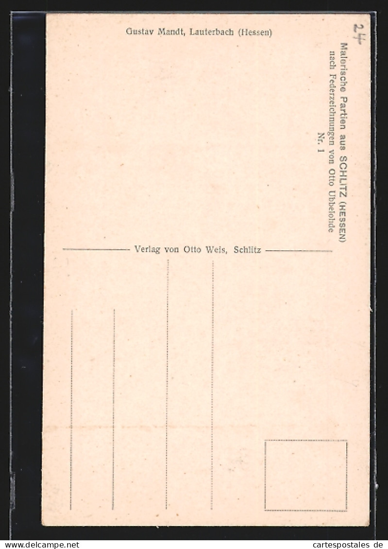 Künstler-AK Otto Ubbelohde: Schlitz / Hessen, Alter Stadtkern  - Ubbelohde, Otto