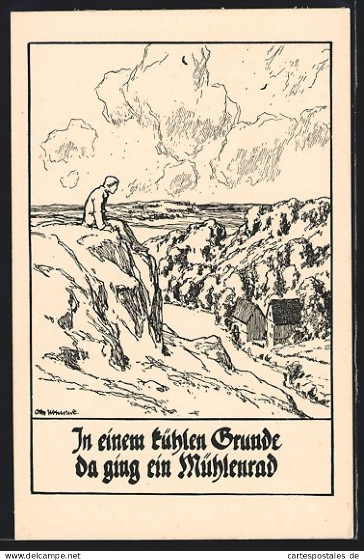 Künstler-AK Otto Ubbelohde: Deutsche Volkslieder In Einem Kühlen Grunde Da Ging Ein Mühlenrad  - Ubbelohde, Otto
