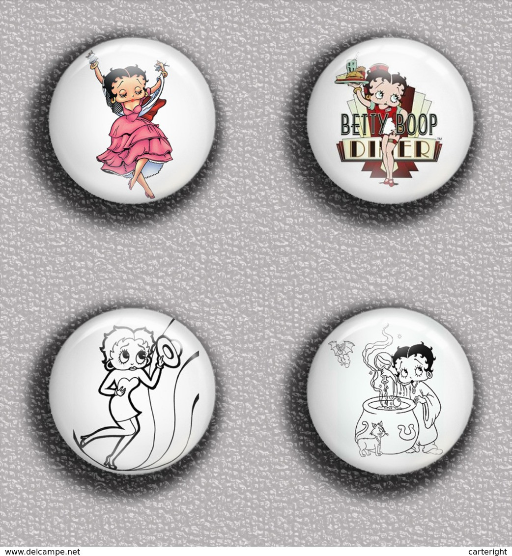 BETTY BOOP ART BADGE BUTTON PIN SET 5 (1inch/25mm Diameter) 35 DIFF - Cómics