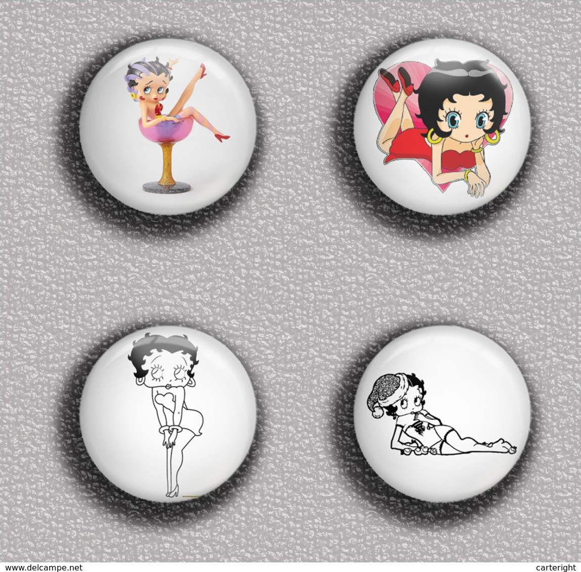 BETTY BOOP ART BADGE BUTTON PIN SET 2 (1inch/25mm Diameter) 35 DIFF - Cómics