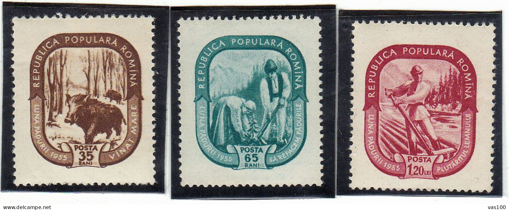 FOREST MOON 1955  MI.Nr.1497/99 ,MNH, ROMANIA - Ungebraucht