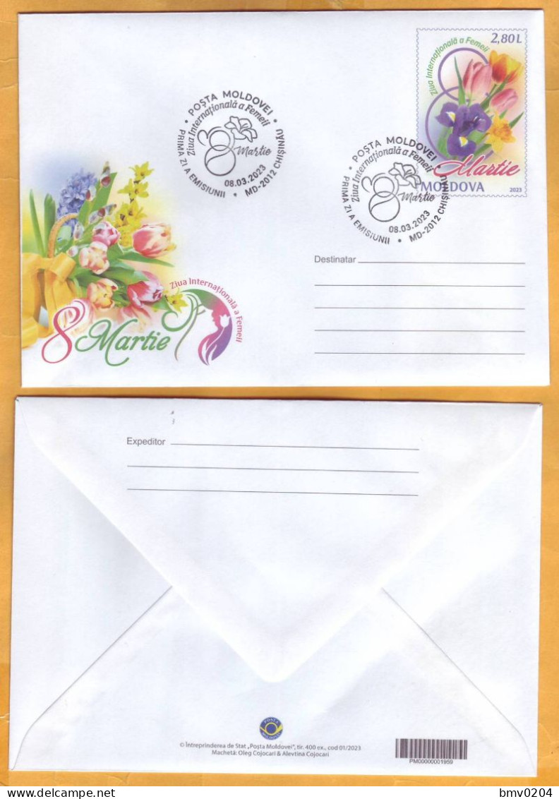 2023 Moldova Moldavie FDC Stamped Envelope ”8 March – International Women’s Day”  Flora, Flowers, Tulips - Moldova