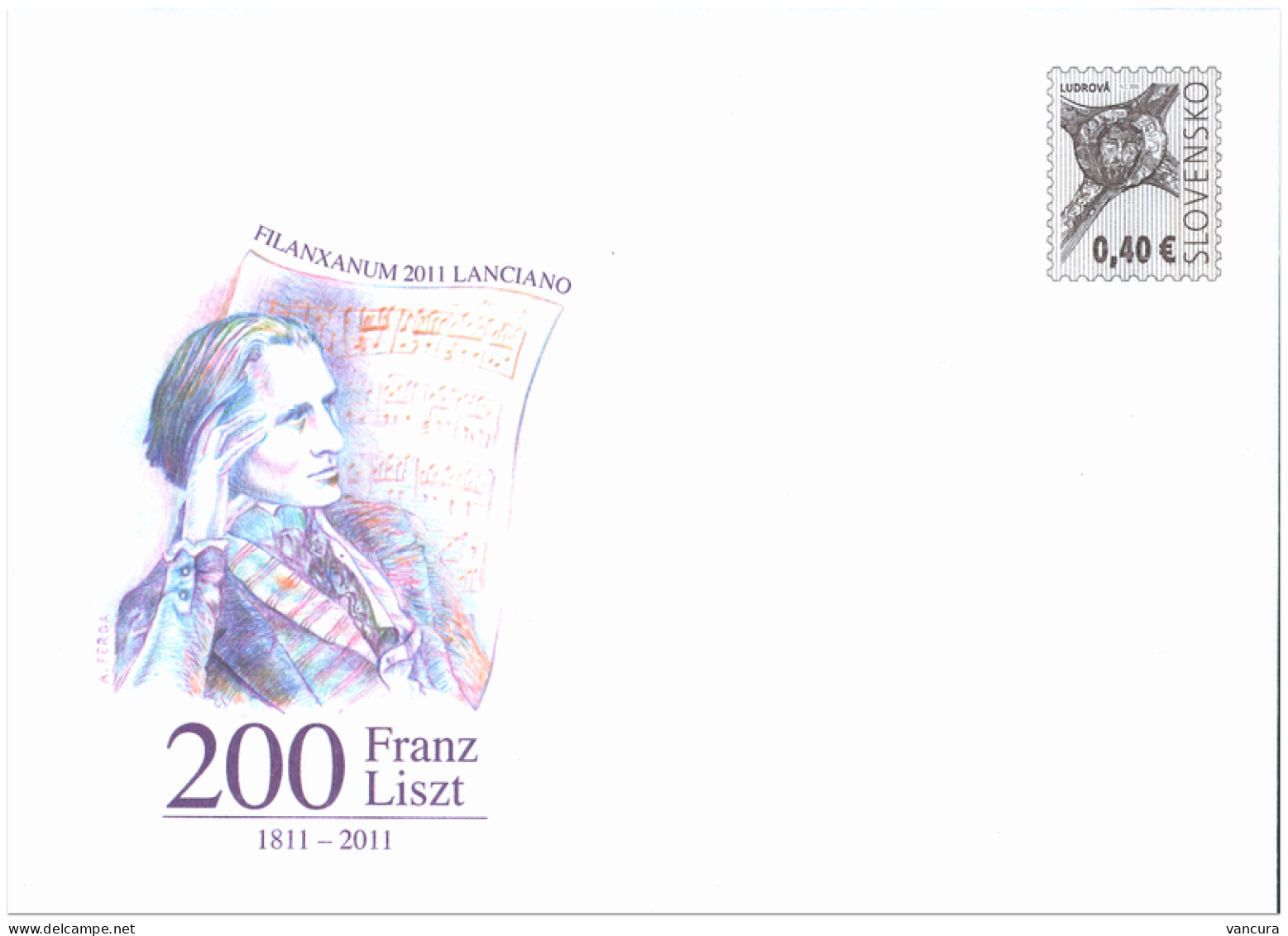 Envelope/cover COB 112 Slovakia Ferenc Liszt 2011 - Enveloppes