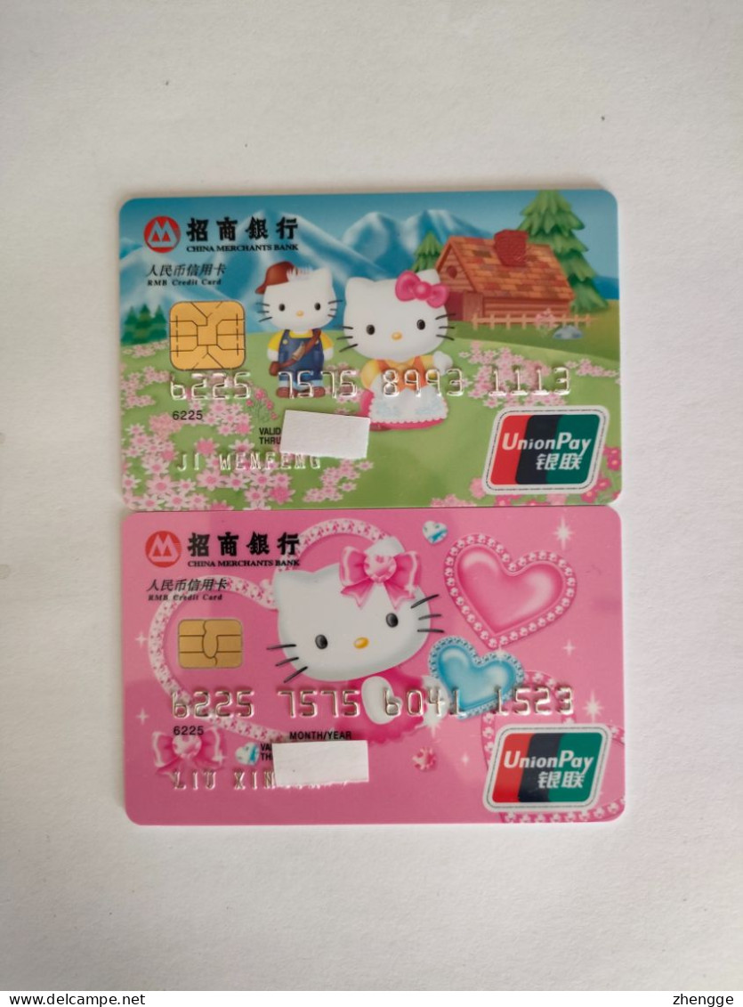 China, Kitty,(2pcs) - Krediet Kaarten (vervaldatum Min. 10 Jaar)