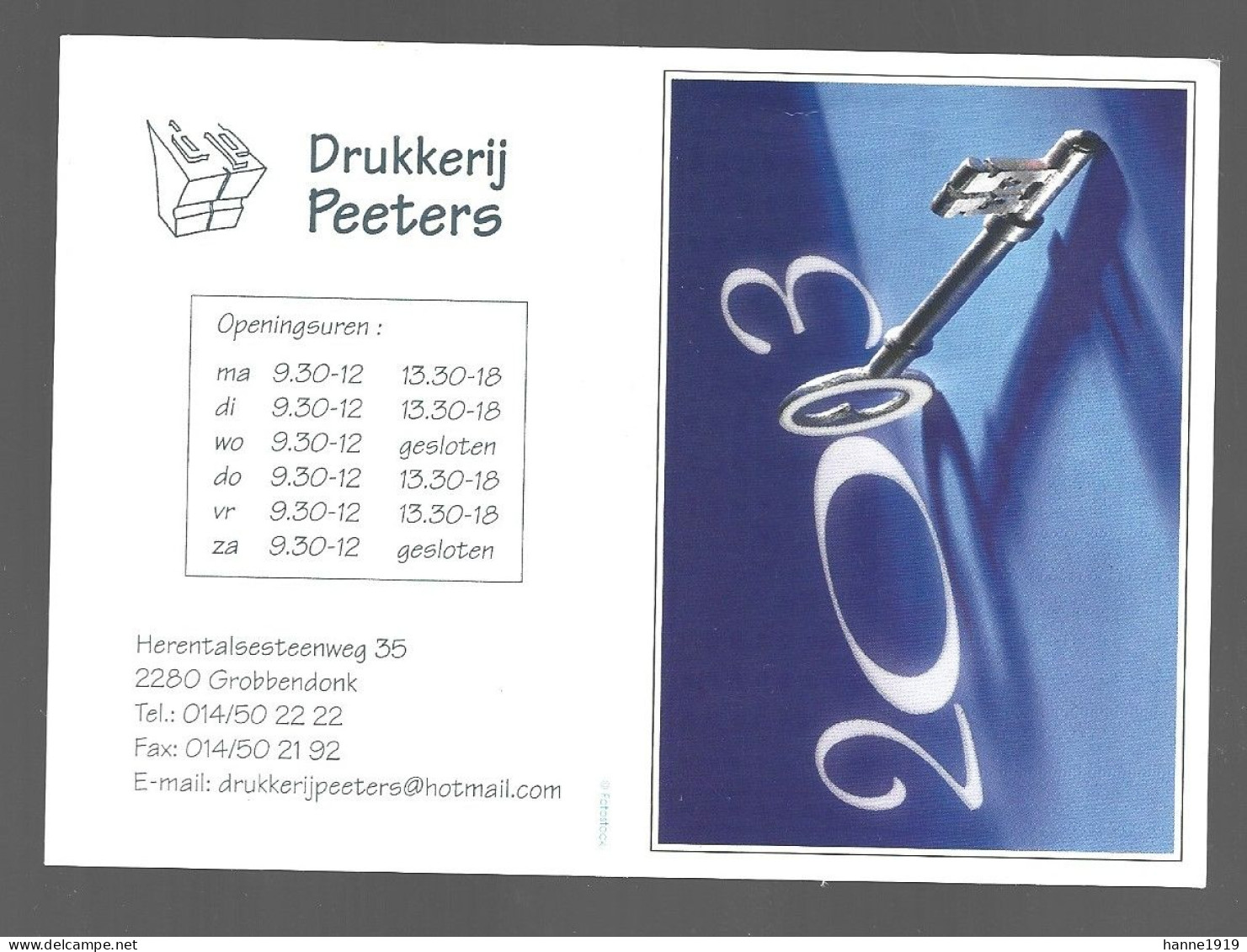 Grobbendonk Herentalsesteenweg Drukkerij Peeters Kalender 2003 Calendrier Htje - Petit Format : 2001-...