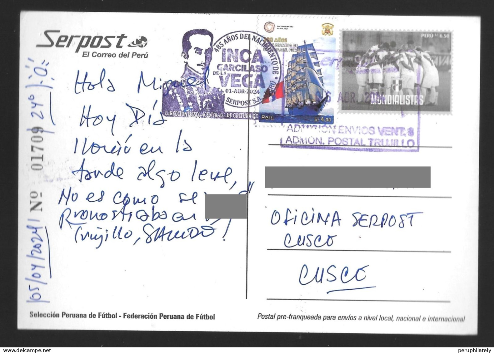 Peru Postal Stationery , Russia 2018 , Local Circulation , Cusco - Pérou